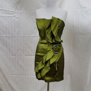 Olive stretch taffeta strapless short